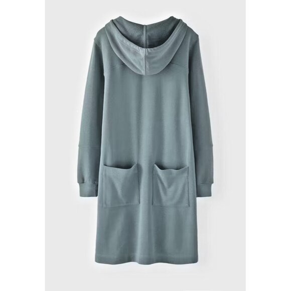 EUC $166  Wrap London Organic Cotton Hooded Sweatshirt Dress Soft Ocean US 14 - Picture 7 of 8